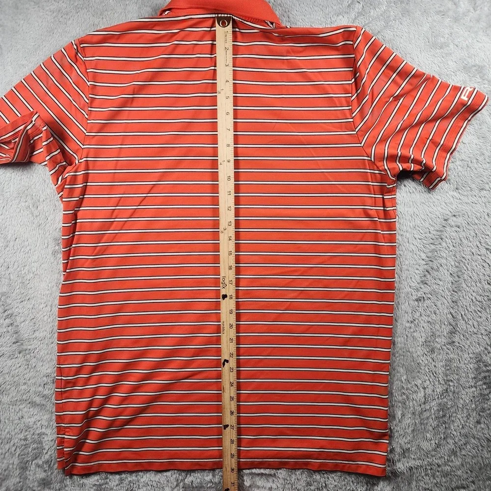 RLX Ralph Lauren Polo Shirt Men XL Orange Striped Rhode Island Country Club Golf